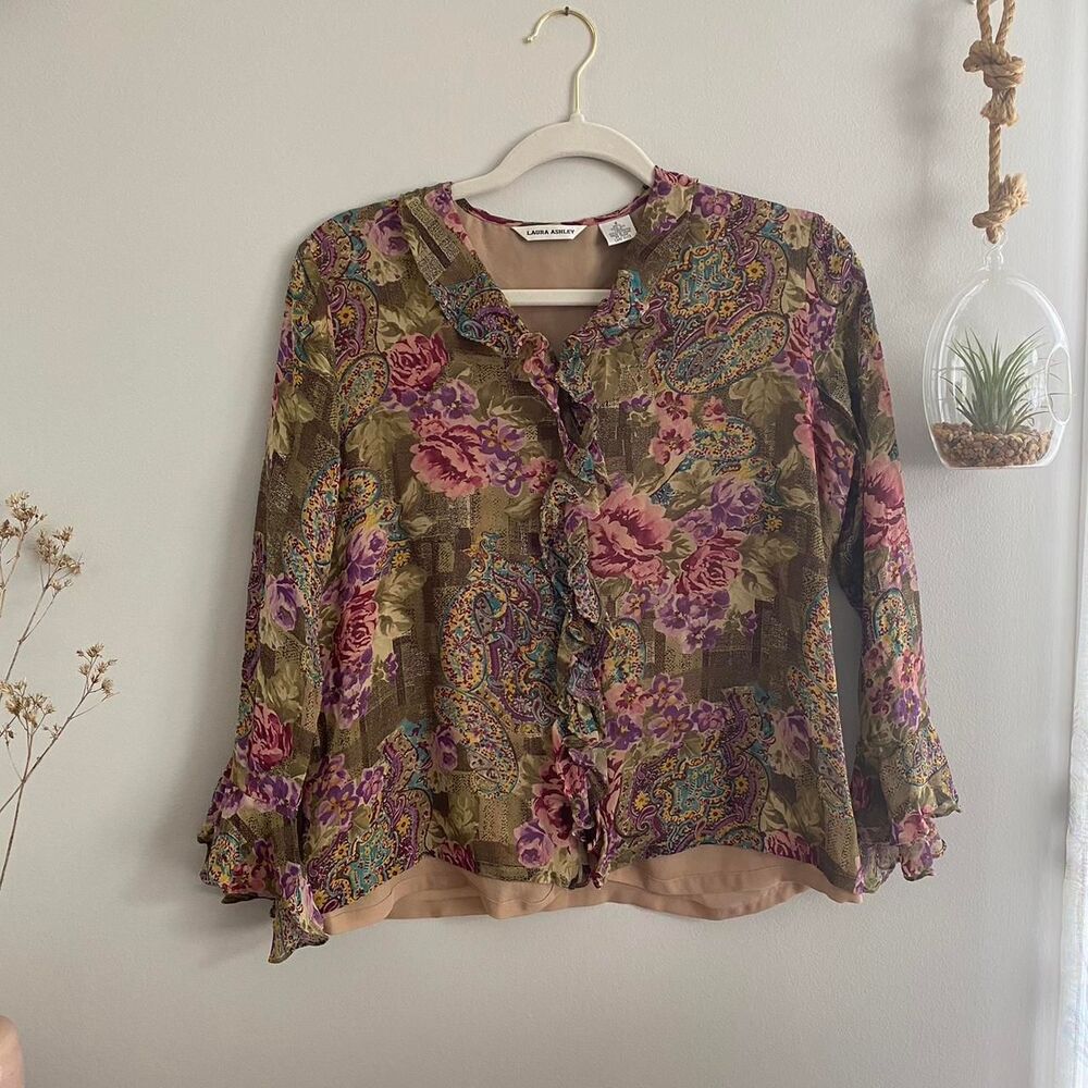 Laura-ashley Women's Brown and Red Blouse